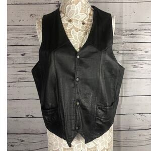 American Vintage New York Wilda Black leather mens biker Vest size large